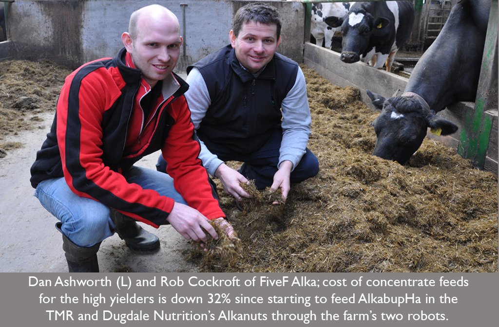 homendry_alka's tweet image. [Lancashire] Dairy farming using robot milking near Clitheroe, father and son team Mark and Dan Ashworth are benefiting from feeding alkalised rations to their Holstein Friesian herd, seeing both increased milk output (+1000 litres) and reduced expenditure on concentrate feed.