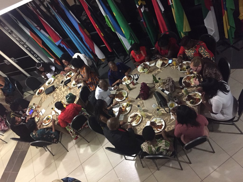 RLC_SAfrica's tweet photo. [DinnerTime] Certificates Handover is done and dusted, now its time for dinner before #YALI_SA_Cohort15 head to the after party upstairs @UNISA. #GraduationsDay #Dinner https://t.co/pOQDAK3aGE