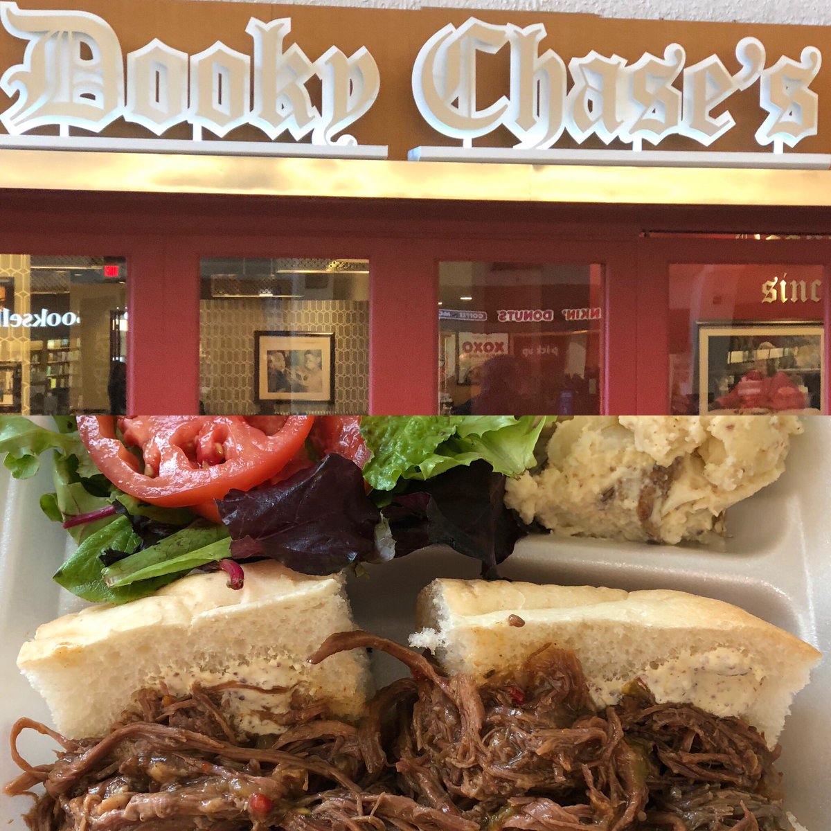 Grateful24x7's tweet photo. God is good. This just made our flight delay pleasant. #DookyChases #PoBoy #SouthernCuisine #WhenInRome 🙏🍽🔥 https://t.co/14bSrZSMk5