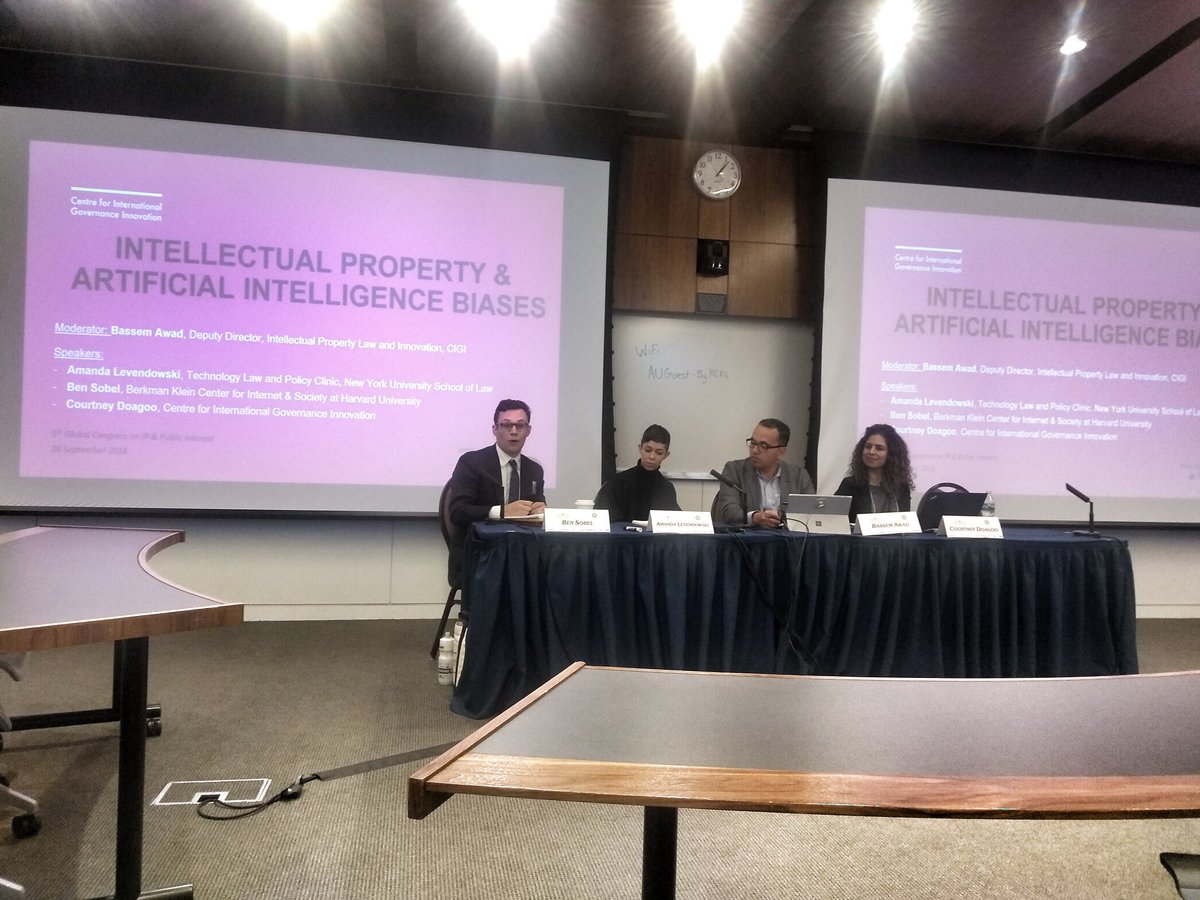 nmileszyk's tweet photo. A great question by @ben_sobel at @gcongress during a panel on #AI and #IP - does fair use still support redistributive justice? @WCL_PIJIP @AUWCL #GCIP2018 #SaveYourInternet #FixCopyright #Copyright https://t.co/sLTLgG6xUx