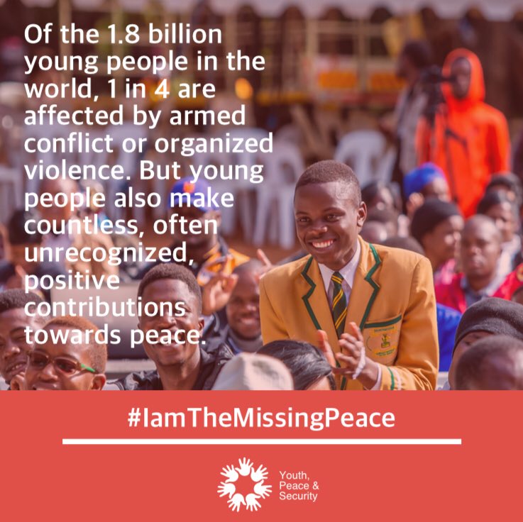 UNFPA's tweet photo. #Youth4Peace is powered by the 1.8 billion young people today who are contributing to peace and security.
Use #IamTheMissingPeace to tell us how you are taking action and see what other young people around the world are doing: https://t.co/Y1WWUsWt70
#Youth2030 #UNGA https://t.co/Z3Ai3q8VXo