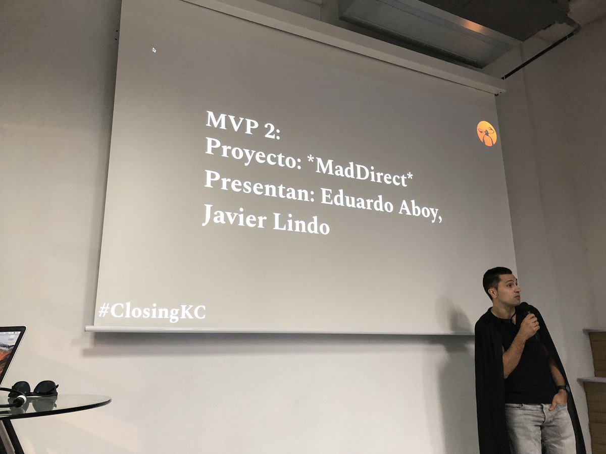 KeepCoding_'s tweet photo. MadDirect se Eduardo Aboy y Javier Lindo. Es un portal enfocado al ocio en Madrid. 🎉 #closingkc https://t.co/wINSlzCM6D