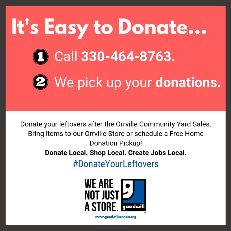 Orrville Yard Sales take place October 6th. #DonateYourStuff