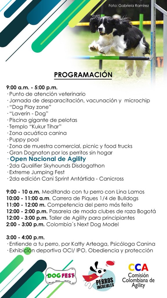 ColombiaAgility's tweet photo. Los esperamos este domingo 30 de septiembre a nuestro Open de Agility Canino en medio del Dog Fest - Cafam Autonorte Bogota @ZuluagaCamila @Mascotas_Y_Co #perros #mascotas #cafam #agility #planesfindesemana @Agrocampo_SAS @DogChowCo @eltiempo @citytv @revista4patas #monello https://t.co/k2N8yz6uwL