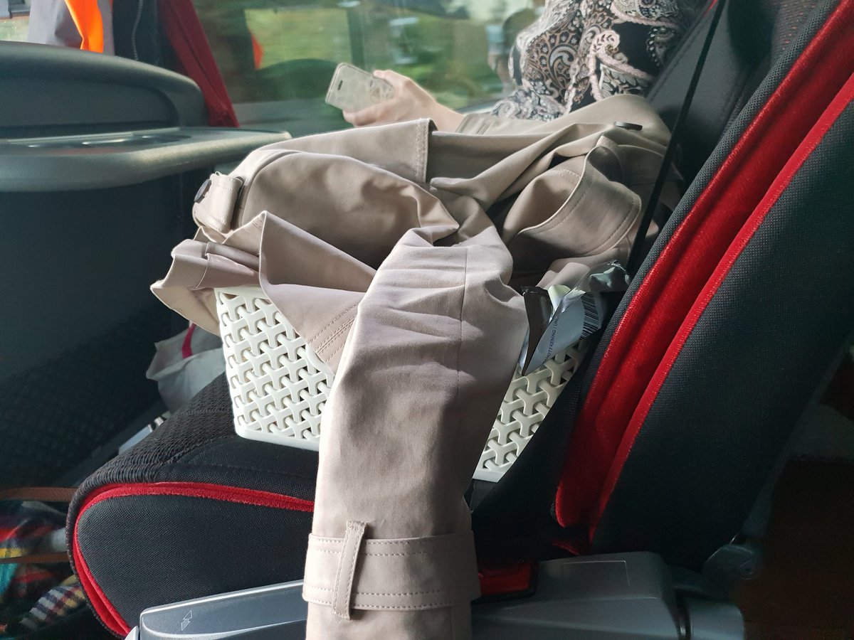 MaddMadamMimm's tweet photo. @commuterupdate @CoachCommuter 
Inconsiderate passenger covers McMillan charity box with coat. Anyone wanting to make donation can't see it. https://t.co/8b1Dm8ASxy