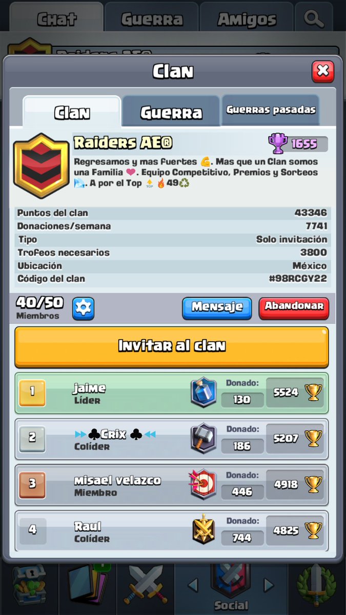 RaidersAE_CR's tweet image. Quieren pertenecer a un clan unido, familiar y proximamente top es tu oportunidad, en la proxima temporada que ya estamos a nada daremos recompensas  proximamente avisaremos sobre ellas. Solo ocupas tener mas de 4300 copas