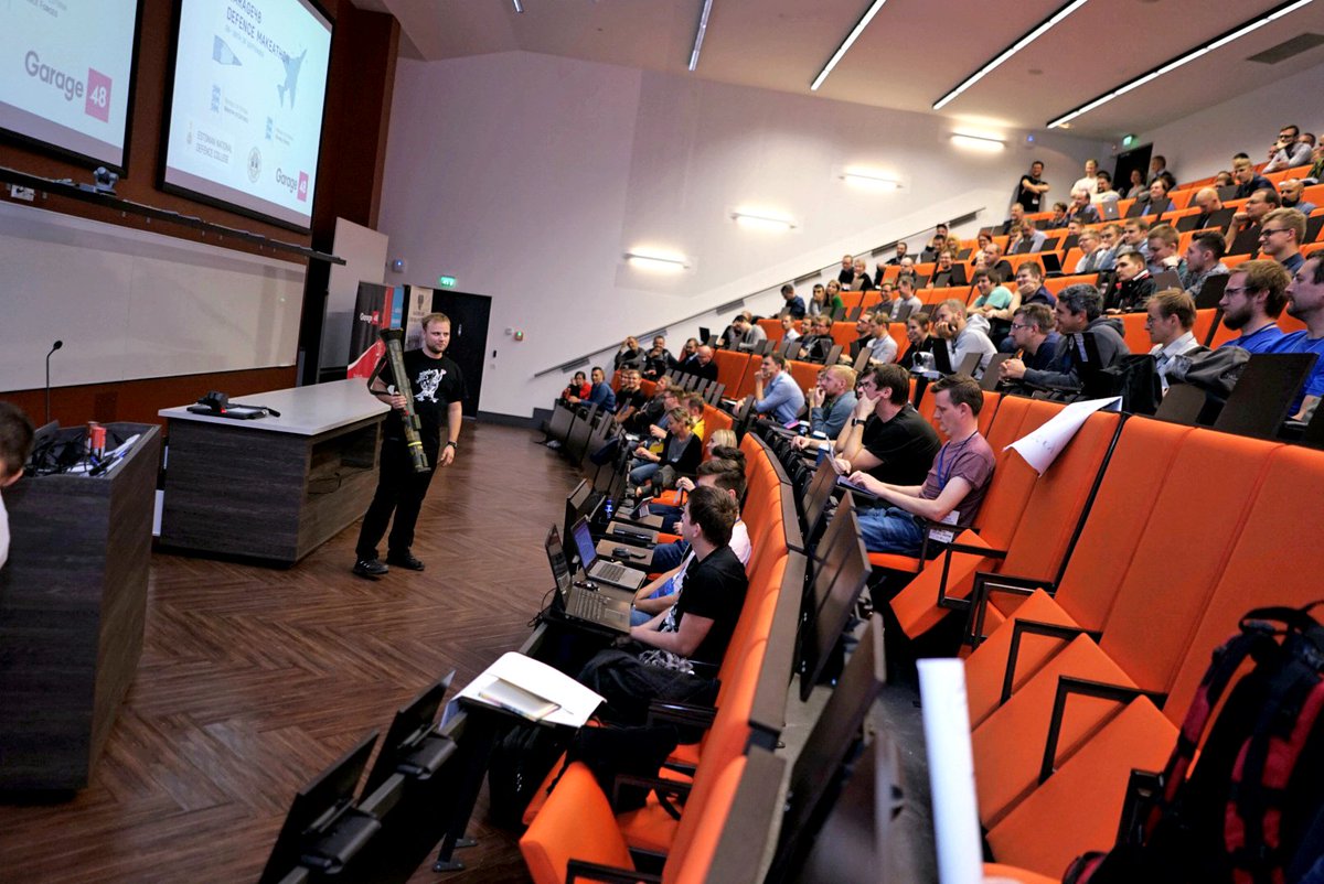garage48's tweet photo. Idea presentations are in full swing! #Garage48Defence #Innovation #defence #military #hackathon https://t.co/IK7l8duH5M