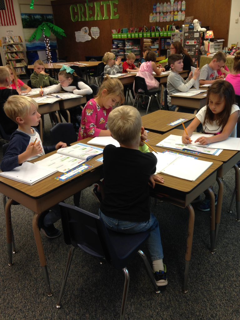 2nd graders successfully working together to solve math problems. Great discussion developed during this exercise! #AESHuskies #2ndgrade