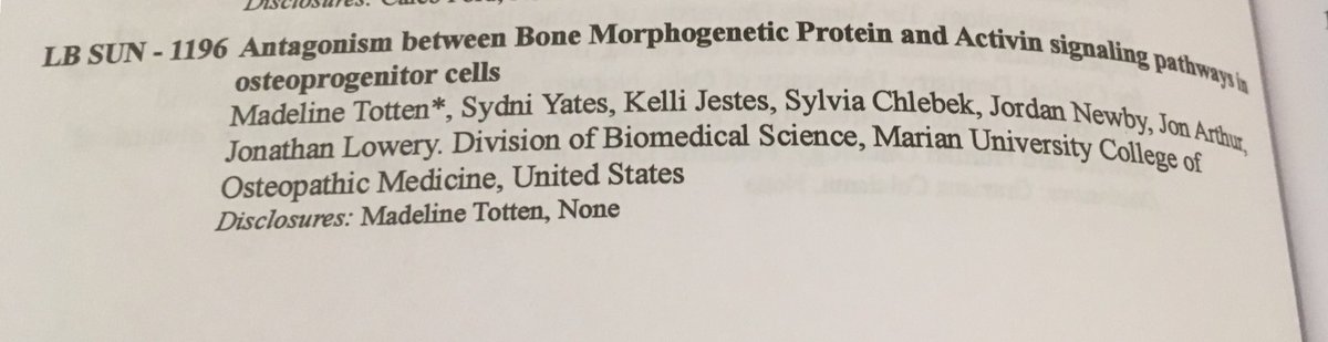 Congrats to #LoweryLab <a href="/bmresgroup/">Marian Univ Bone & Muscle Research Group</a> trainees on their upcoming poster at #ASBMR2018!