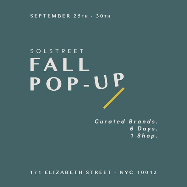 Curated fashion, accessories and home items all in one pop-up shop in #Soho. Who's in? We are! Find us today through September 30th at the @solstreetco Fall Pop-Up. #nycshopping #nycweekend