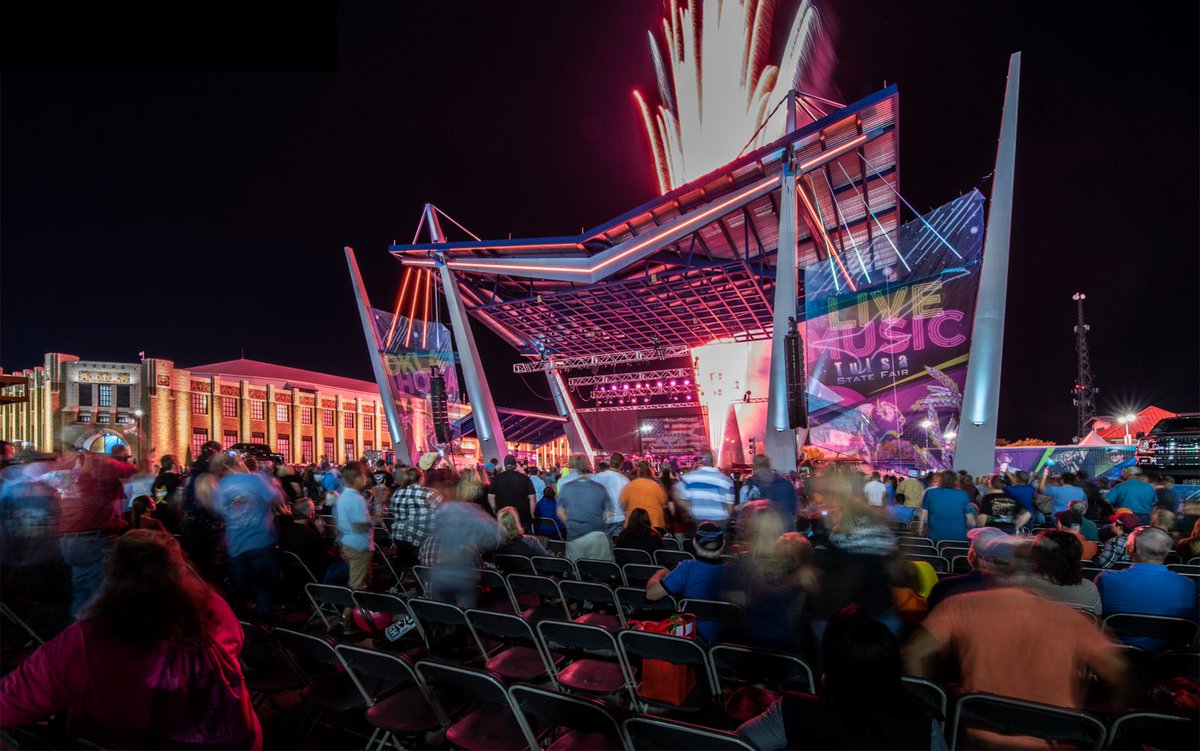 GH2Architects's tweet photo. Opening night at the @tulsastatefair and the first of many concerts on the newly completed Oklahoma Stage at @Tulsaexposquare. Make sure to check it out while at the fair! #ExpoSquare #GH2Local #design #tulsastatefair https://t.co/XMxnXDdkhd