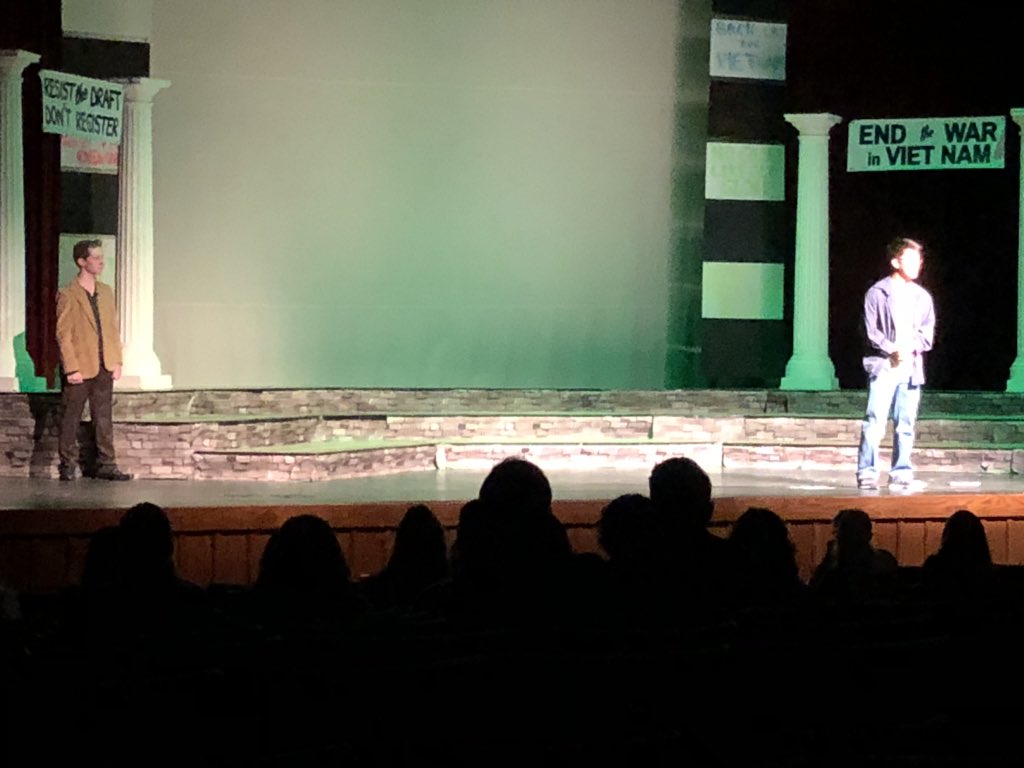 Awesome job by 2 of our own, Ryan and Jack Robert in the play Vietnam 101 today at school!