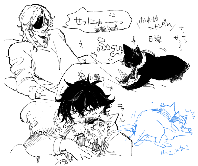 寝る前にふぉろわ〜さんに出してもろたお題せつにゃとにゃーるで落書き 