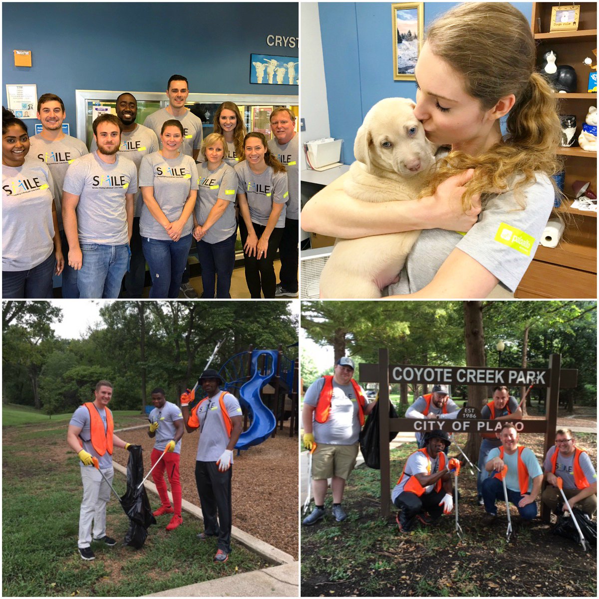 WeHireLeaders's tweet photo. Our S.M.I.L.E. Council held a Service Day in Plano and it was a huge success with over 40 #volunteers! Groups collected trash in public parks or went to an Animal Shelter and did a variety of jobs. Thank you to everyone involved for signing up and serving in the Plano #community. https://t.co/cv5MSa7PW6