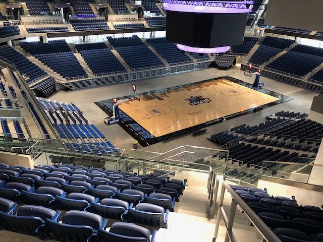 husseyseating's tweet photo. Nice view of the Wintrust Arena at McCormick Square which opened last year with our Quattro fixed chairs and MAXAM+ Telescopic Platforms with Metro Chairs. Great looking venue, home of the DePaul Blue Devils! https://t.co/9lbHogZFBh