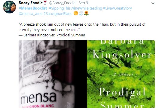 Boozy_Foodie's tweet photo. Time sure flies when you're having fun!  Can't believe it is the end of another month!  Looking back at some of my favourite #SeptemberMemories, our #SAVineShare @mensa_wine and Book Pairing during #NationalBookWeek!  #LiveAGreatStory #MensaBookList @SAVineShare https://t.co/usJo8I41F6