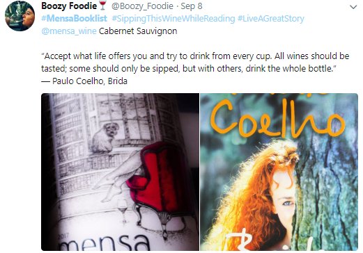 Boozy_Foodie's tweet photo. Time sure flies when you're having fun!  Can't believe it is the end of another month!  Looking back at some of my favourite #SeptemberMemories, our #SAVineShare @mensa_wine and Book Pairing during #NationalBookWeek!  #LiveAGreatStory #MensaBookList @SAVineShare https://t.co/usJo8I41F6