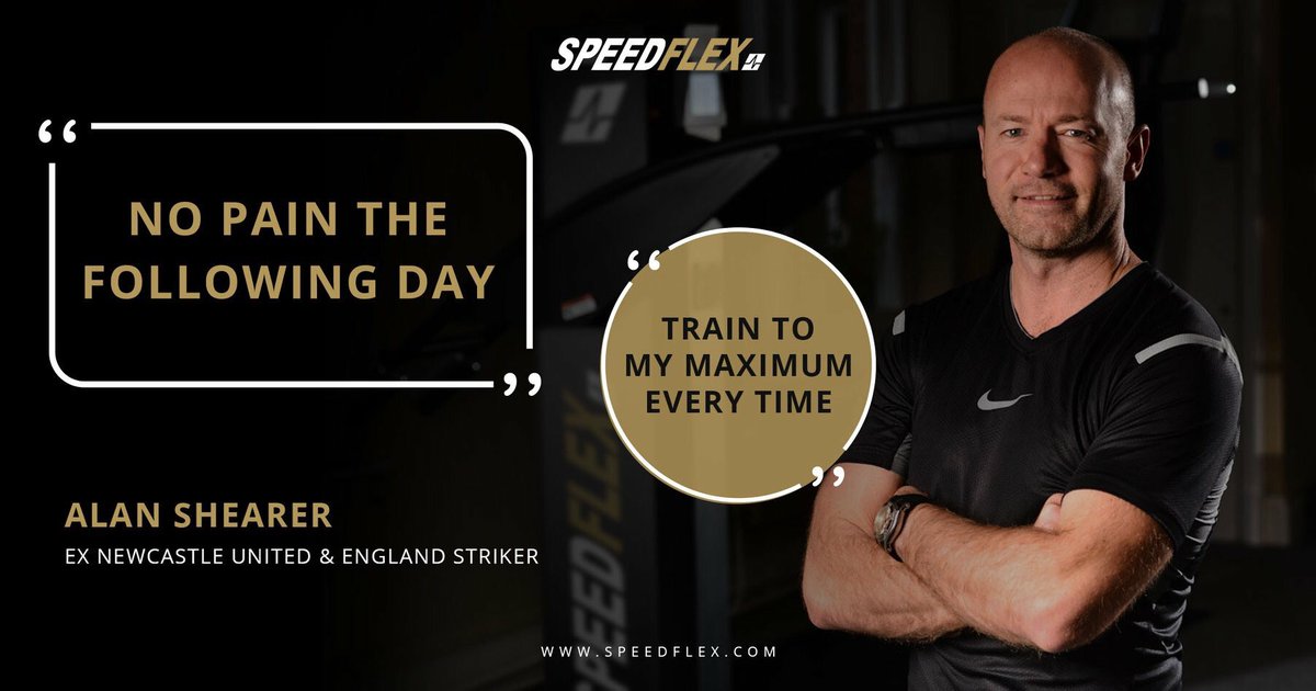 SpeedflexLDN's tweet photo. As far as Speedflex testimonials go, they don't come much better than this from @alanshearer 

"Speedflex allows me to train to my maximum intensity every time I'm in. I can train at a high intensity alongside people of all fitness levels and have no pain the following day." https://t.co/QhIzy95LhP