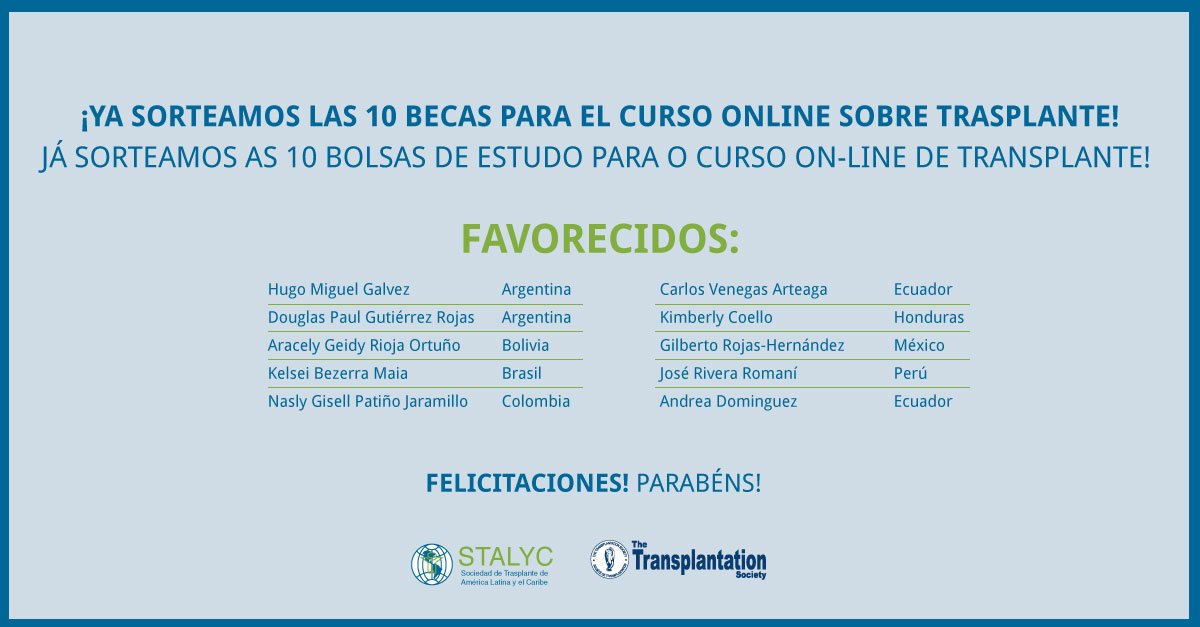 Resultados del sorteo! Aún está abierta la inscripción en tts-stalyc.org Resultados do sorteio! As inscrições ainda estão abertas em tts-stalyc.org