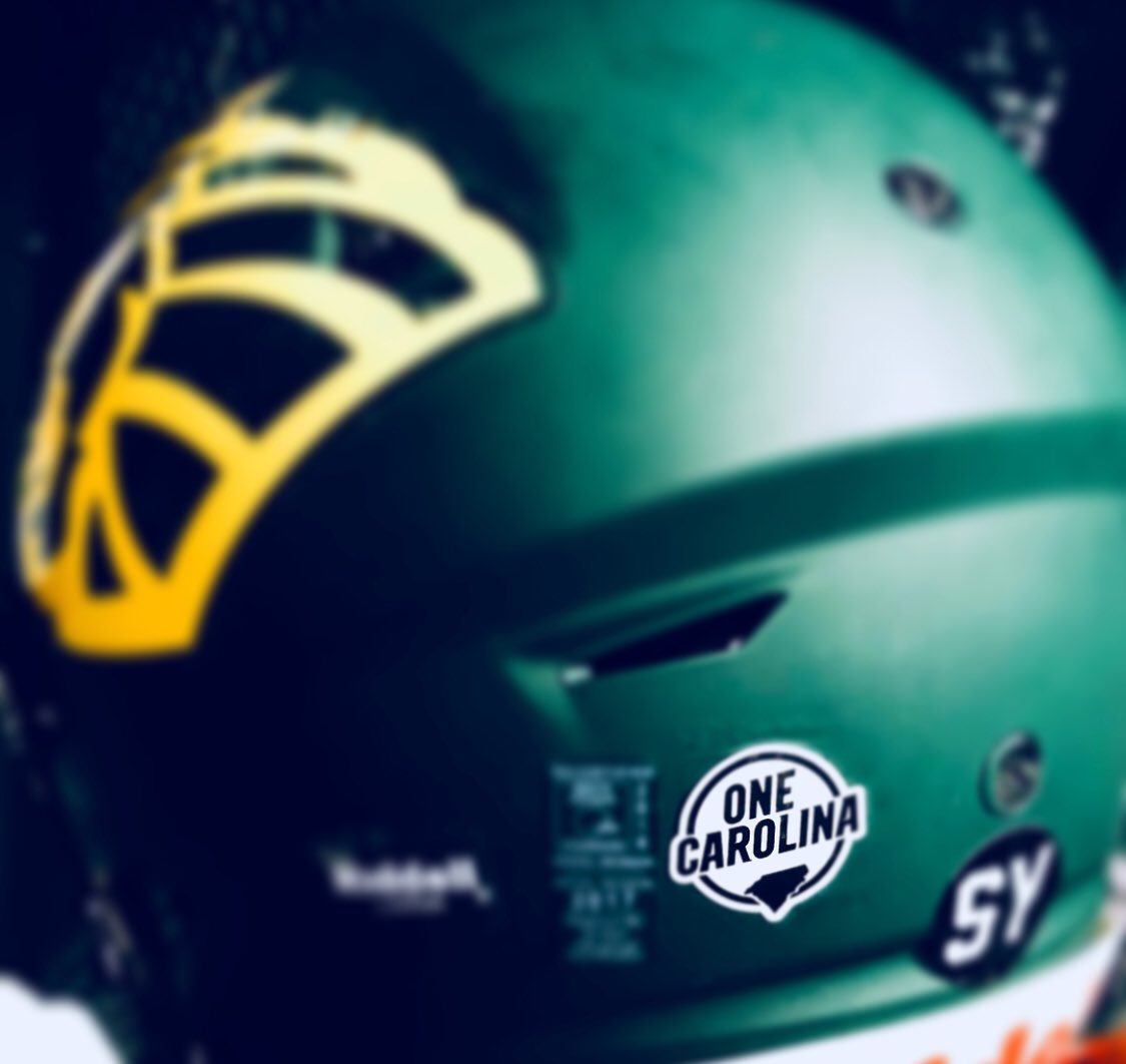 Methodist_FB's tweet photo. Thank you @Panthers for the helmet decals! We are #OneCarolina https://t.co/cbTjr6ABCW