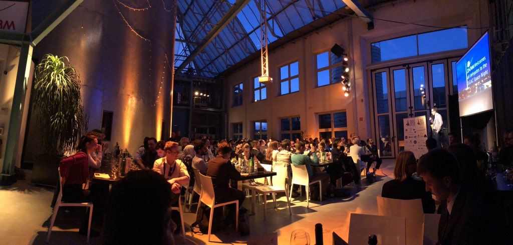 caro_in_space's tweet photo. Marc Avila of #ZARM welcomes us to the institute underneath the #ZARM_DropTower for Space Night #SGC2018 #CityOfSpace @SGAC https://t.co/3TFCa4S6rl