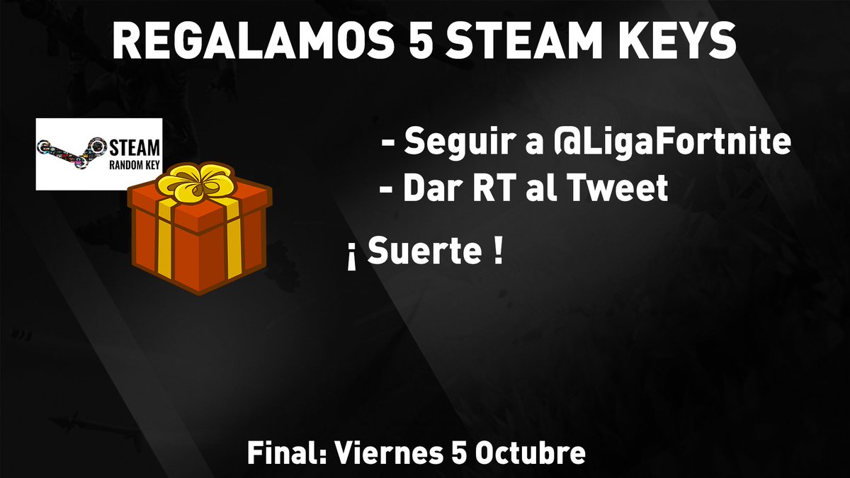 FNCompetitivo's tweet photo. 🎁 REGALAMOS 5 STEAM KEYS 🎁

🔥Solo 2 Requisitos: 🔥

☀️- Seguir a @LigaFortnite 
☀️- Dar RT a este tweet 

Puedes ser uno de los afortunados 😉
☘️ Suerte ☘️ https://t.co/yx7gSYcibB