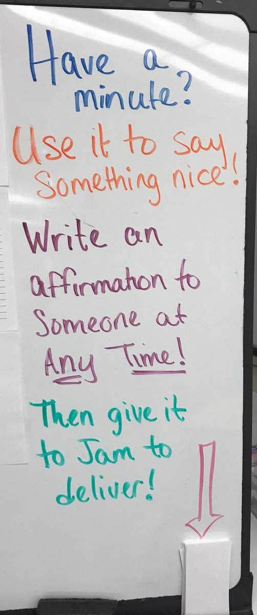 Jameson349's tweet photo. #FeelGoodFriday is now a thing in #JamAPLang. Today we spent 5 min writing positive notes to each other, to spread some cheer. And the affirmation station is always open! https://t.co/4Rm0pGGTgd