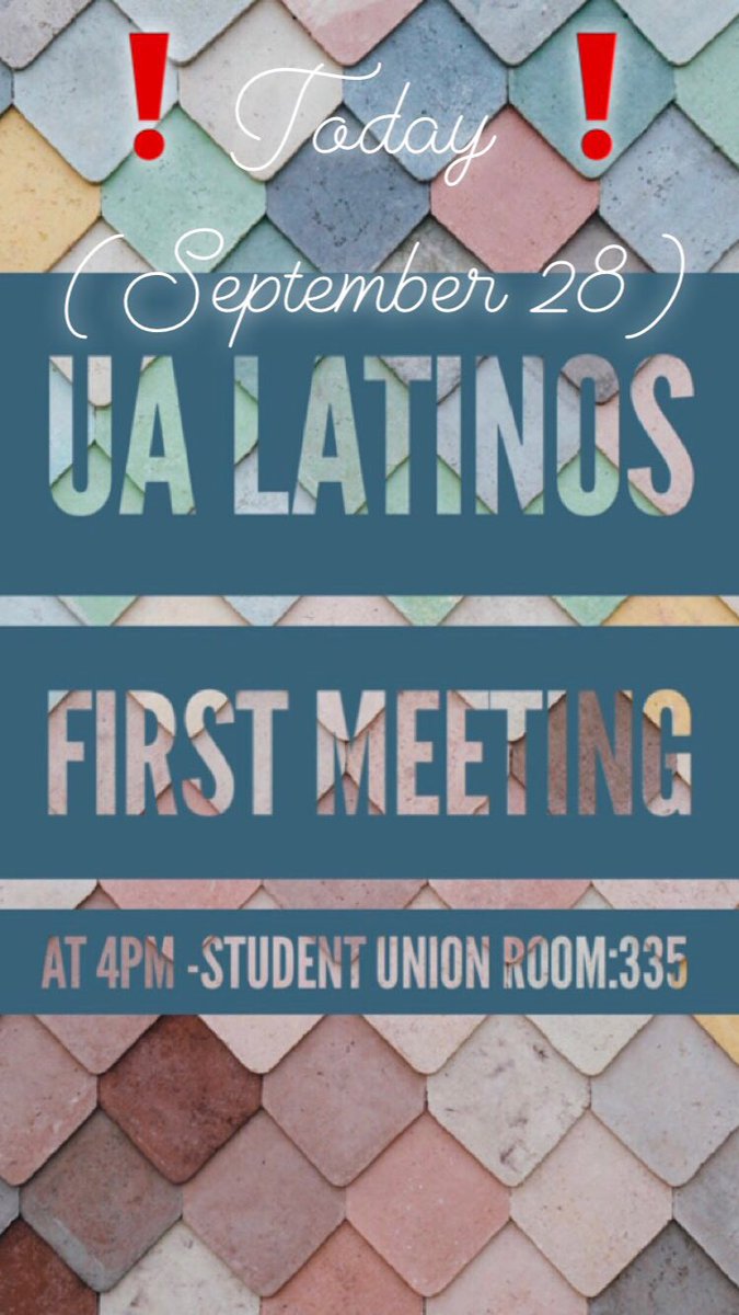 UA_Latinos's tweet photo. Don’t forget that TODAY is the first UAL meeting❗️
Come meet our board members and have some fun with us! 🤗
#weareualatinx https://t.co/q8bQ8xDCey