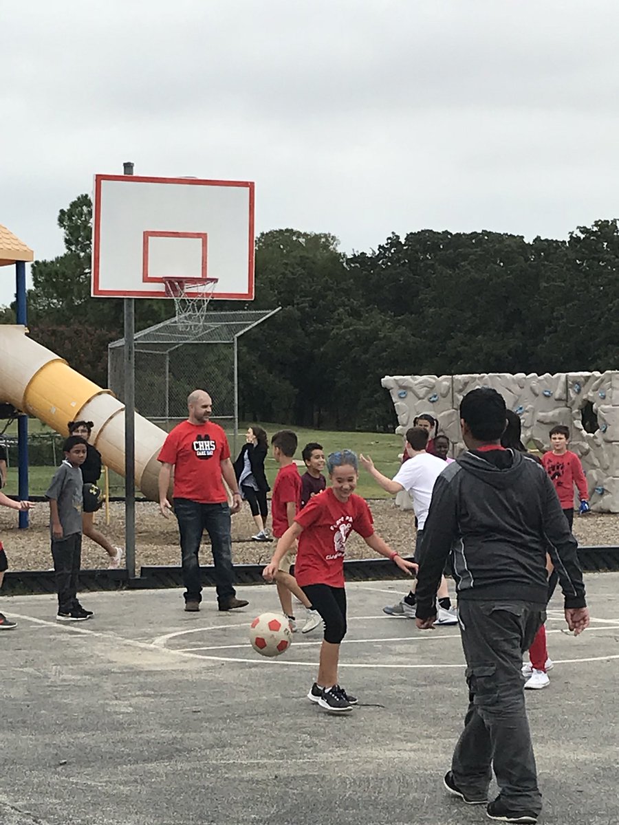 5th graders loved having Mr. Calvert join them in a game of basketball at recess today!