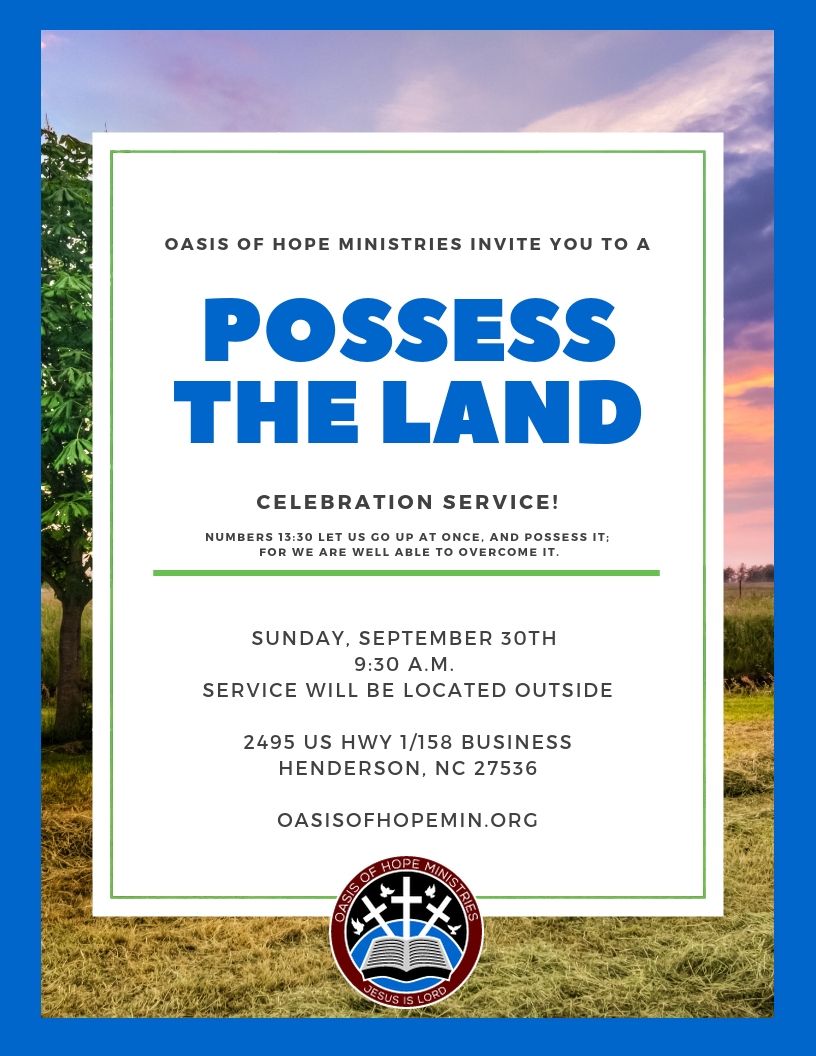 OasisofHopeMin's tweet photo. You are invited to celebrate with Oasis of Hope Ministries on Sunday at 9:30 am! We've purchased land and we want you to join us outside on the land for worship service, food, fun, and fellowship.  We look forward to seeing you!   #KingdomBuilding #HereLikeThere #PossessTheLand https://t.co/9g9q01z8Vx