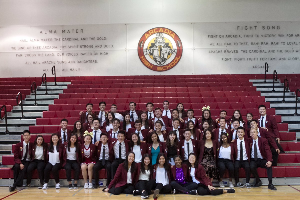 ArcadiaSMW's tweet photo. We had a blast performing and supporting other groups at the Homecoming Assemblies yesterday! The amount of school spirit everyone demonstrated was amazing and we are super excited to continue to bond and make memories of our senior year. #ApachePride @ArcadiaUnified ❤️💛 https://t.co/qqynPXiRUl