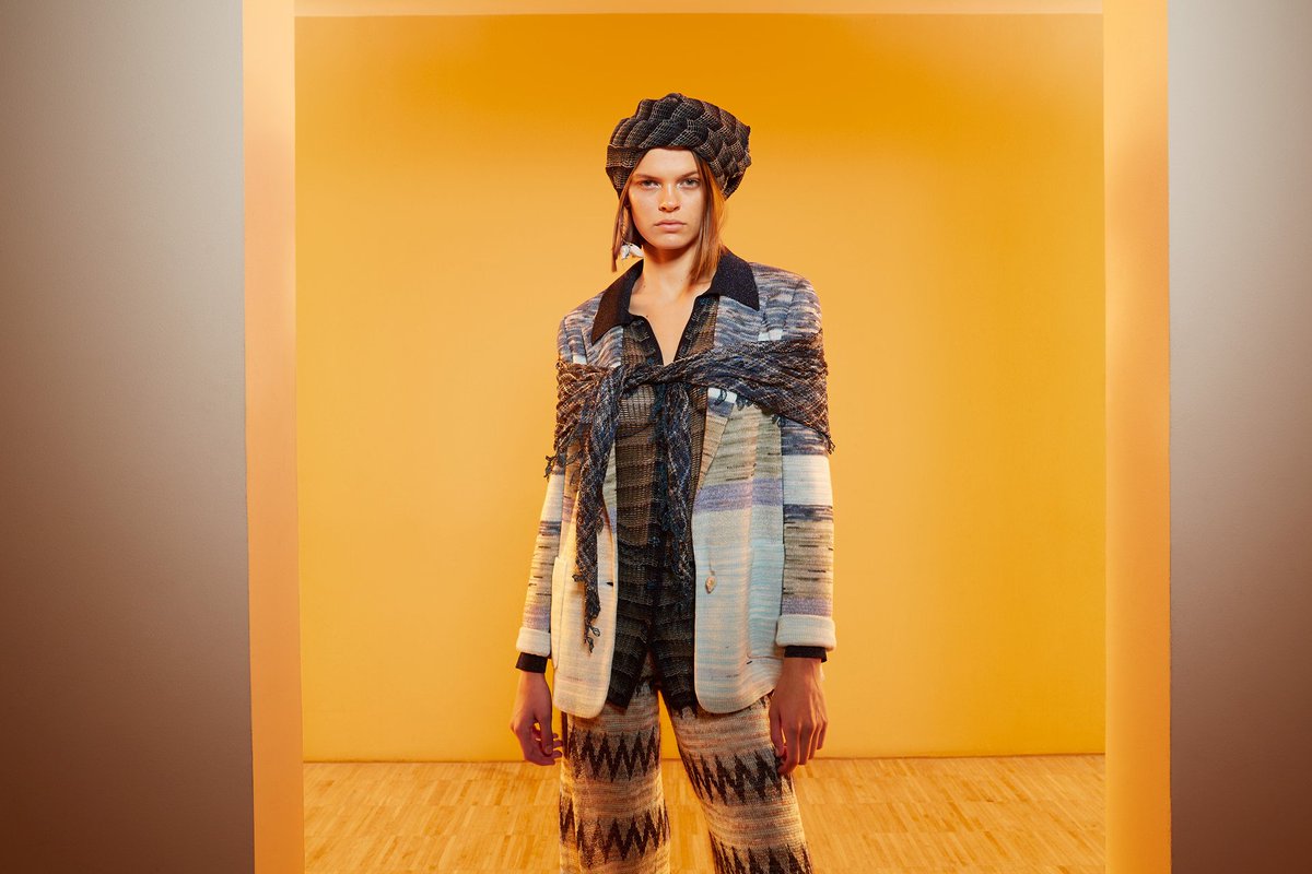 Missoni's tweet photo. An organic movement from pale to natural to soft to blue. The human urge to decorate oneself, using found charm as little nods.
#MissoniSS19 #Missoni65 #MFW @cara_taylorrr
Photo by Tassili Calatroni @tassopictures https://t.co/iCoMD6jCHC