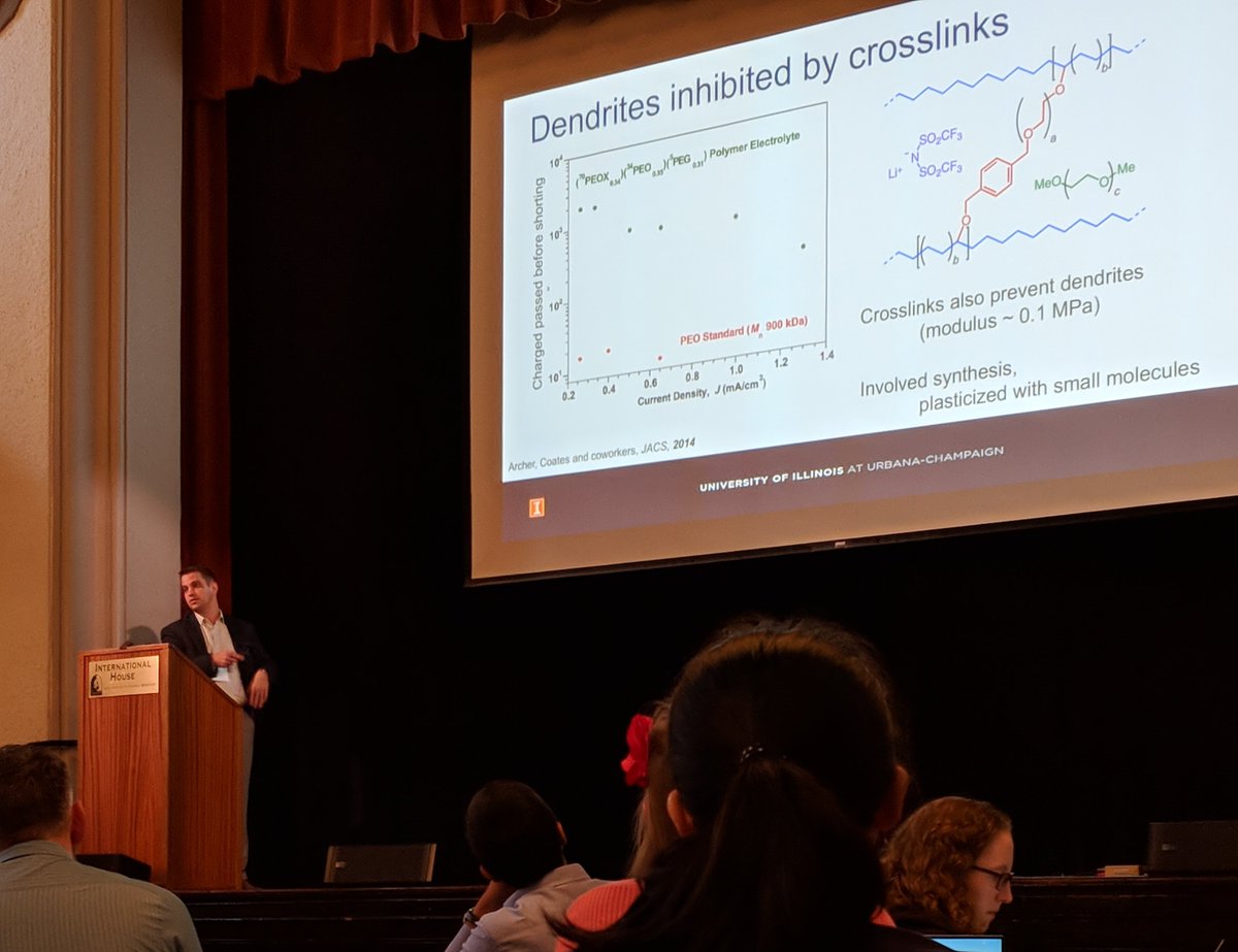 EvansGroupUIUC's tweet photo. Dr. Evans presented on "Enabling Mechanically Robust, High Conductivity Recyclable Electrolytes via Covalent Organic Ionic Networks (COINS)" during the Advanced Energy Storage session at the Shell-EBI Retreat in Berkeley this week. https://t.co/4d4Xs7ZGzm