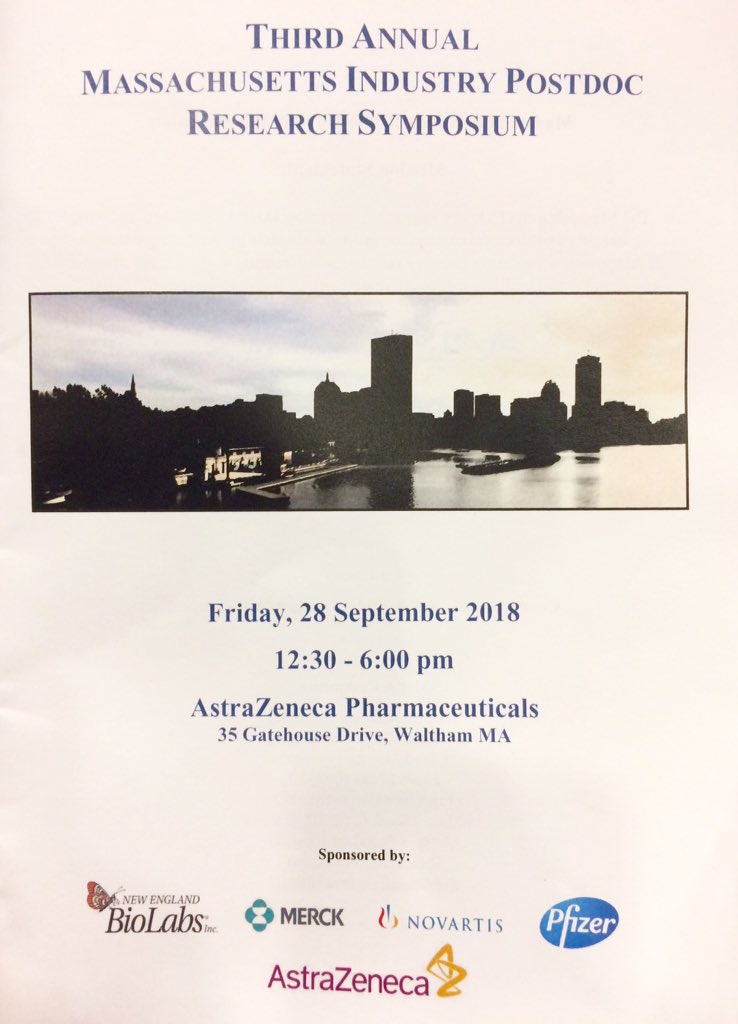 Hicham_Mahboubi's tweet photo. Great day at #MIPA2018 research symposium with fellow #Postdocs & colleagues from #industry & #academia. Thanks again @massindustrypds committee & @AstraZeneca @Merck @NEBiolabs @NovartisScience @pfizer. #Pharma companies can work together! #Collaboration https://t.co/DdjL5u8SmR