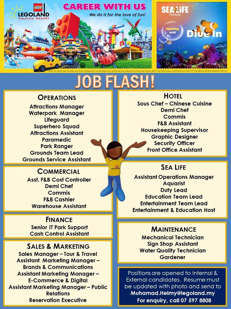 MHAB31888's tweet photo. Are you hunting for a new #career this weekend? Want to join #LEGOLANDMY Fun Squad family and take the next step in your career? Take a look at our full list of vacancies below and get in touch! ๐
Please help to RT this..
@infokerjaya @kerjakosong123 @Oh_KerjaKosong @twt_kerja https://t.co/ggkMtG68Q2