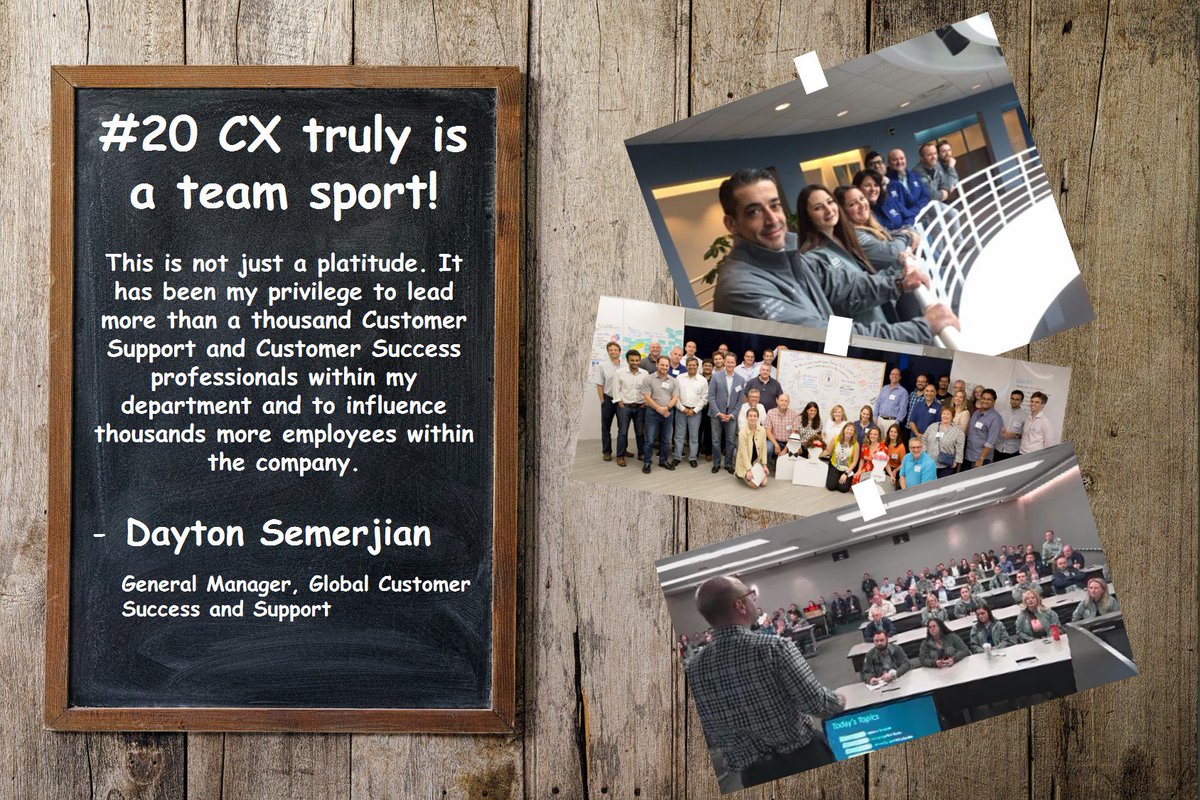 <a href="/CAinc/">CA Technologies</a>’s <a href="/DaytonSemerjian/">Dayton Semerjian</a> in his new #CXDay2018 blog: Finally, lesson #20 - “CX truly is a team sport!” bit.ly/2OkByuv