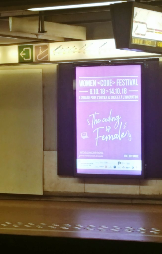 ana_cronista's tweet photo. @canelaguil I thought about you when I saw this ad in the metro this morning, but probably you would be on the teaching side? 😂 #brussels #thecodingisfemale #womenintech https://t.co/Z8pA9fvOqy https://t.co/sLRehBsW3b