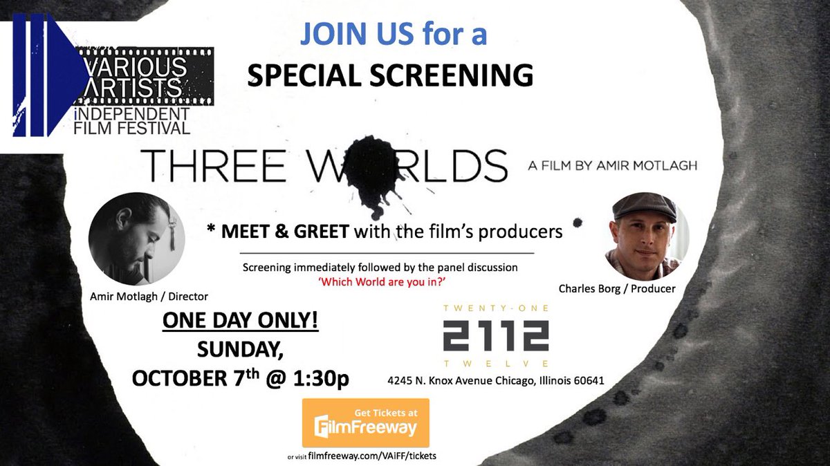 threeworldsfilm's tweet photo. “Three Worlds” is back in Chicago, Oct 7th as a “Spotlight Film” for VAiFF. Come to the screening, stay afterwards &amp; say hello 👋🏽 https://t.co/KoaWV1ldVM