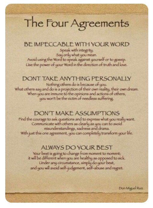 Rammohan_M_Rai's tweet photo. The four agreements.. #DonMiguelRuiz #leadership #SuccessTRAIN #successquotes #LessonsFromLearning #Quote https://t.co/g9oi4DkzBa