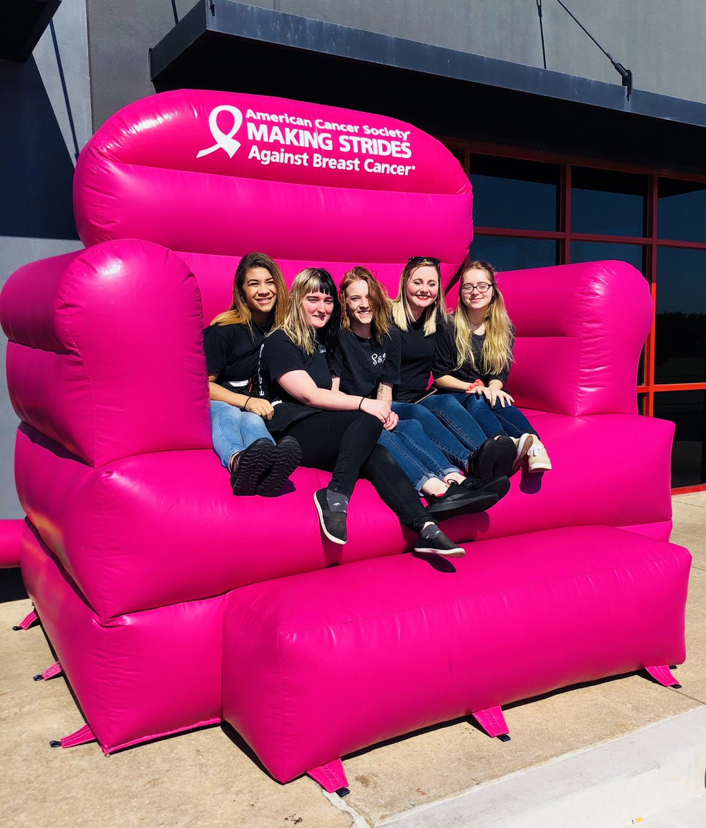 MSABC_OKC's tweet photo. What an awesome staff!!! We had a blast out at S&amp;B today #OKC #Expressway with these ladies - and they’ll have the receipt collection all day for a give back to the @AmericanCancer Society and #MakingStridesOKC! #breastcancer #wefight https://t.co/NQNV2v2Y4e
