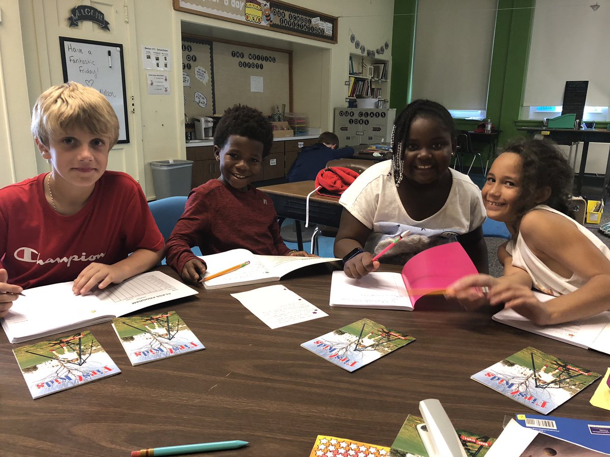 MrsSchuver's tweet photo. Look who’s rocking their first book club! We are reading about some of the first kids! https://t.co/6tAVyLdV7q