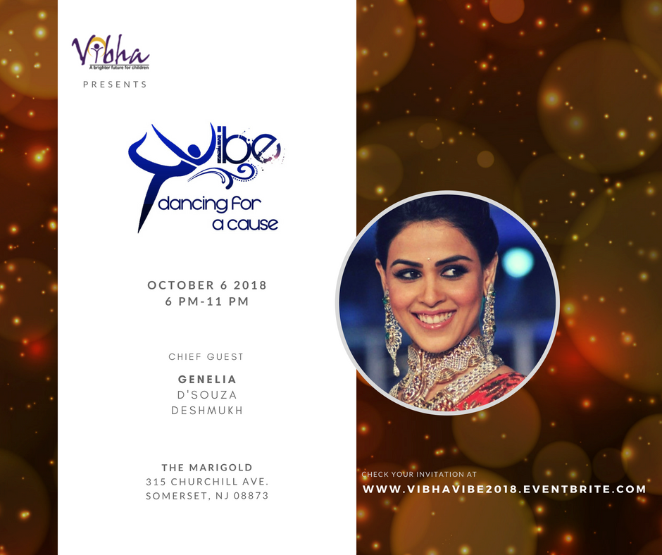 Vibha_NYNJ's tweet image. Delighted to have @geneliad as our Chief guest for @Vibha_NYNJ Vibe 2018 #danceforacause. Buy your tickets at vibhavibe2018.eventrbite.com