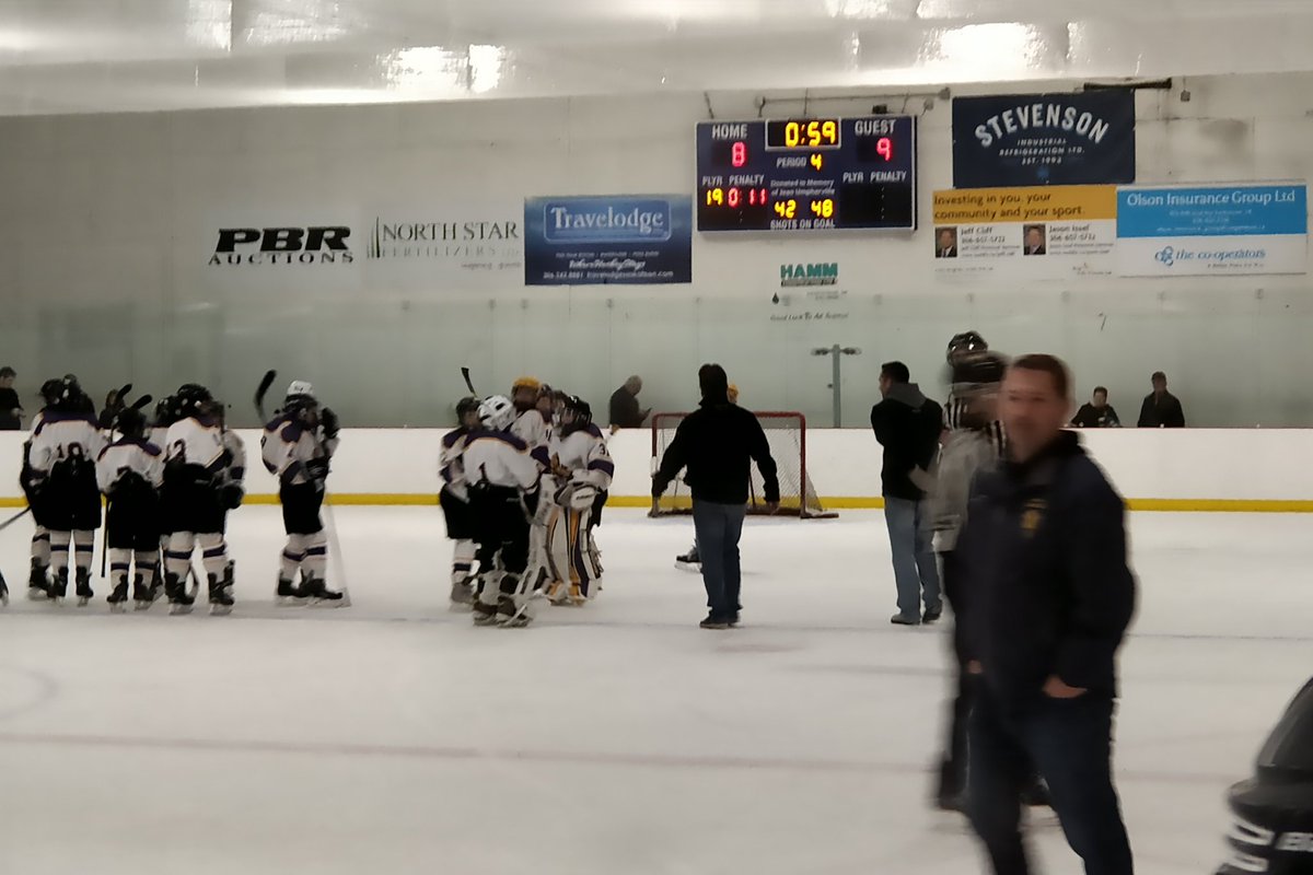 Wide open fire wagon hockey see's Lumsden put up the 9-8 W in OT over Regina Buffaloes,  Martin with the big goal and celly to match !