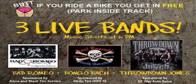 VisitHickoryNC's tweet image. Bad Romeo, Bongo Bach and Throwdown Jones live at the Hickory Motor Speedway tomorrow 2p - until...  Music begins at 6p.  $10 admission or ride a bike and get in free! #myhky #hickorymetrofun #mycatawbacounty #hickorync #hickorymotorspeedway #badromeo #bongobach #thowdownjones
