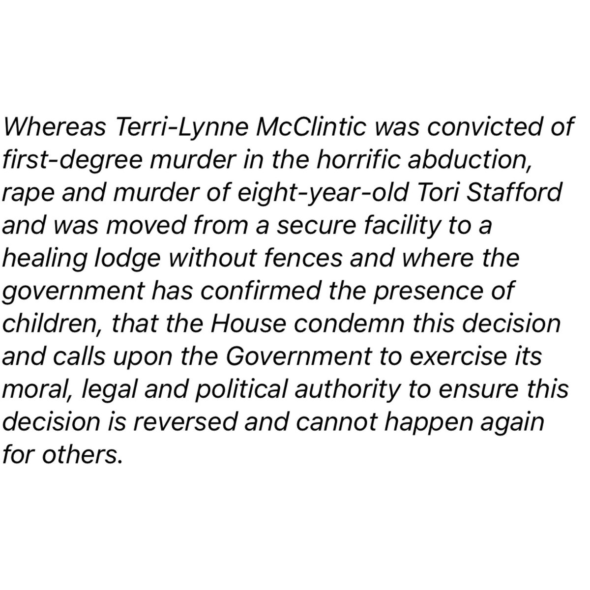 Andrew Scheer will move this motion next week. RT if you want your MP to vote in favour of it.