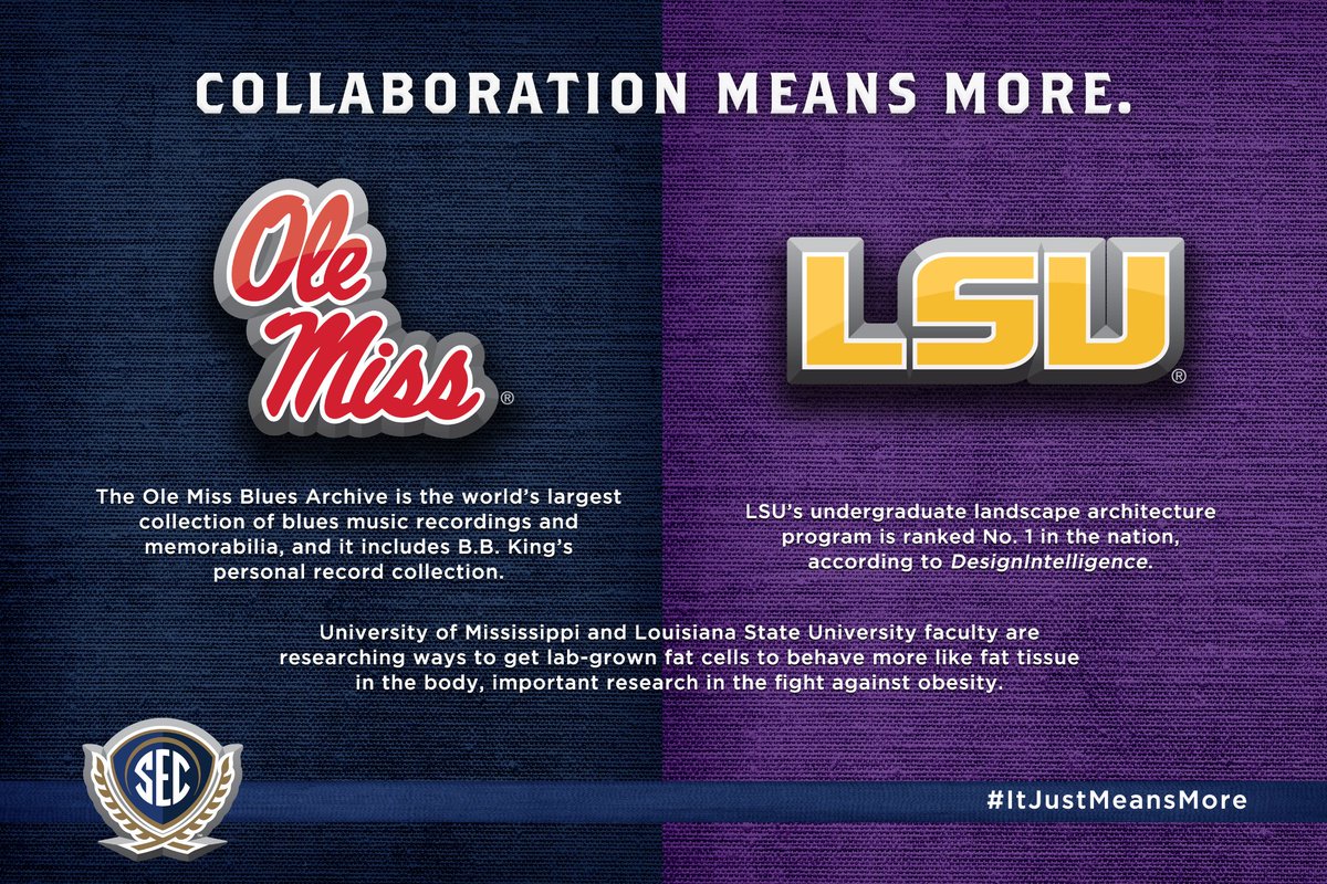 SECAcademics's tweet photo. Today @OleMissRebels &amp; @LSU are taking the fight against obesity into the lab to study lab-grown fat cells ... Tomorrow they play an @SEC football game. https://t.co/Anh4XMlz53