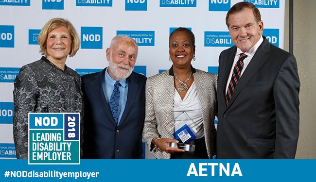 NOD_ItsAbility's tweet photo. Congrats to @Aetna, a 2018 NOD Leading Disability Employer, advancing inclusion across the workplace environment. https://t.co/frnEvJV4Ne #NODdisabilityemployer @beamondiv https://t.co/0Kk8J2VBl1