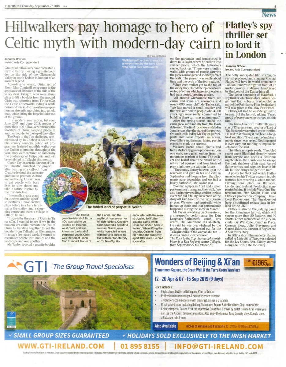 incontext_4's tweet photo. "In today's fast-paced world, I wanted to reconnect people with nature and the landscape and one another"
Fantastic interview with Ciarán Taylor on #RocktotheTop in @thetimesIE.
See you at the exhibition launch today at 12pm @RUARED! https://t.co/u1bwdw9rSv @SDCCArts #InContext4 https://t.co/JvKVb37wfR