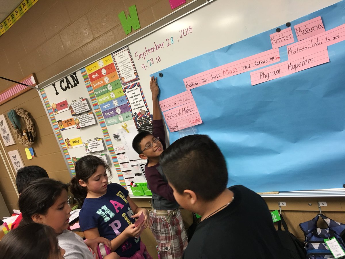 Rice4thgrade's tweet photo. So much learning while building our  Bilingual Science Intractive Word Wall! @RiceCISD #4thiscrushingit  @maryelittlejohn @MayraTorresTX https://t.co/TWtLdazBYw