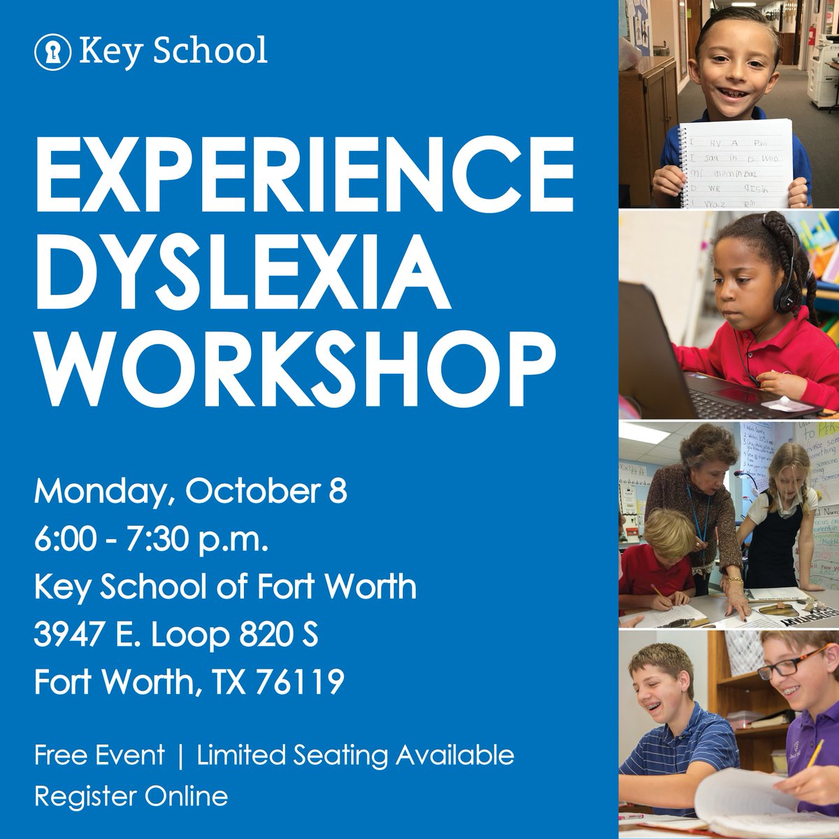 KeySchoolFW's tweet image. Key School of Fort Worth invites you to an interactive educational evening about #learningdifferences including #dyslexia, #processingdisorders,  &amp;amp; #ADHD.  This is a free event, but seating is limited. Register online today!
facebook.com/events/2985533…

#pbsfw #bestprivatefortworth